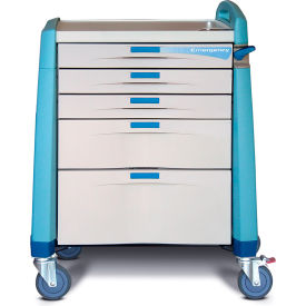 Capsa Solutions, Llc AM-EM-CMP-BLUE Capsa Healthcare Avalo® Emergency Cart, Blue, Compact Height image.