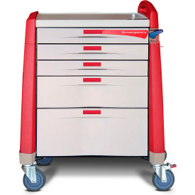 Capsa Solutions, Llc AM-EM-CMP-RED Capsa Healthcare Avalo® Emergency Cart, Red, Compact Height image.