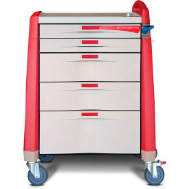 Capsa Solutions, Llc AM-EM-INT-RED Capsa Healthcare Avalo® Emergency Cart, Red, Intermediate Height image.