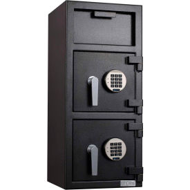 Protex Safe Co. LLC FDD-3214 II Protex FDD-3214 II Narrow Body Dual Door Depository Safe With Electronic Lock  14" x 14" x 32" Gray image.