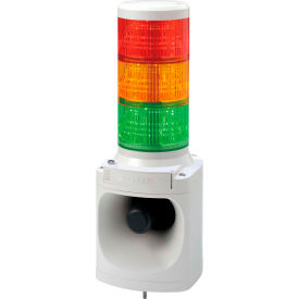 Patlite LKEH-302FVUL-RYG MP3 Smart Alert Plus, Red/Amber/Green Light, Off White, DC24V