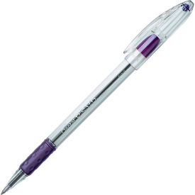 Pentel BK90V Pentel® RSVP Ballpoint Stick Pen, Fine, Clear Barrel, Violet Ink, Dozen image.