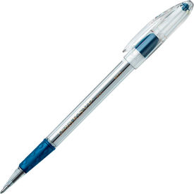 Pentel BK91C Pentel® RSVP Ballpoint Stick Pen, Medium, Clear Barrel, Blue Ink, Dozen image.