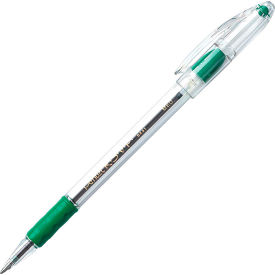 Pentel BK91D Pentel® RSVP Ballpoint Stick Pen, Medium, Clear Barrel, Green Ink, Dozen image.