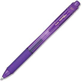 Pentel BL107V Pentel® EnerGel Retractable Gel Pen, 0.7mm, Metal Tip, Violet Ink, Dozen image.
