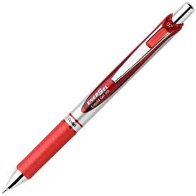 Pentel BL77B Pentel® EnerGel Liquid Retractable Gel Ink Pen, Metal Tip, Refillable, 0.7mm, Red Ink image.