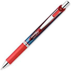 Pentel BLN75B Pentel® EnerGel Retractable Gel Pen, Refillable, Needle Tip, 0.5mm, Red Ink image.