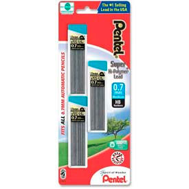 Pentel C27BPHB3K6 Pentel® Super Hi-Polymer Automatic Pencil Lead Refill, 0.7mm, Black, 90/Pack image.
