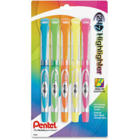 Pentel SL12BP5M Pentel® 24 / 7 Highlighter / Chisel Tip / Yellow / Pink / Blue / Green / Orange Ink / 5 / Pack image.