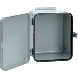 Pentair Equipment Protection A1084DL Hoffman A1084DL, J Box, Hinged Cover, Contoured, Type 12, 10.00X8.00X4.00, Steel/Gray image.