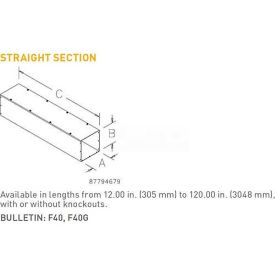 Pentair Equipment Protection F22T136GVP Hoffman F22T136GVP, Straight Section, Type 1, 2.50x2.50x36.00, Galv/Gray image.