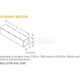 Pentair Equipment Protection F44T148GVPWK Hoffman F44T148GVPWK, Straight Section w/Knockout, Type 1, 4.00x4.00x48.00, Galv/Gray image.