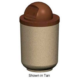Petersen Round 36 Gallon Concrete Trash Receptacle with Round Dome Plastic Lid - Gray - TCR-MD