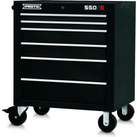 Proto J553441-6BK 550S Series 34""W X 25""D X 41""H 6 Drawer Black Roller Cabinet