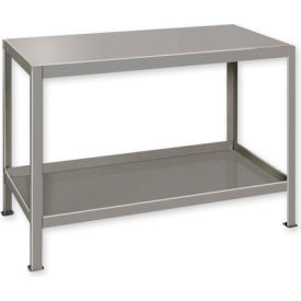 Global Industrial B184395 Global Industrial™ Stationary Machine Table W/ 2 Shelves, 30"W x 18"D, Gray image.