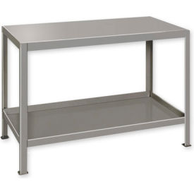 Global Industrial B184431 Global Industrial™ Stationary Machine Table W/ 2 Shelves, 36"W x 18"D, Gray image.