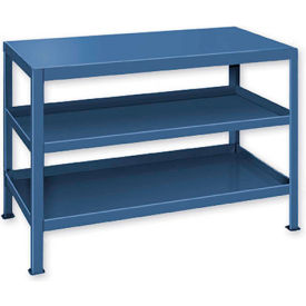 Global Industrial B184491 Global Industrial™ Stationary Machine Table W/ 3 Shelves, 30"W x 24"D, Blue image.