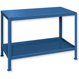 Global Industrial B184505 Global Industrial™ Stationary Machine Table W/ 2 Shelves, 36"W x 24"D, Blue image.