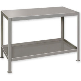 Global Industrial B184528 Global Industrial™ Stationary Machine Table W/ 2 Shelves, 48"W x 24"D x 32-1/2"H, Gray image.