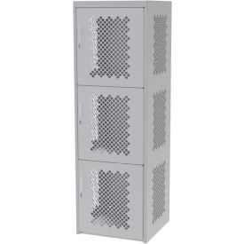 Global Industrial™ 3-Tier 3 Door Heavy Duty Vented Locker 24"W x 24"D x 74"H Gray All-Welded