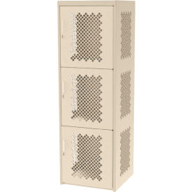 Global Industrial™ 3-Tier 3 Door Heavy Duty Vented Locker 24"Wx24"Dx74"H Putty All-Welded