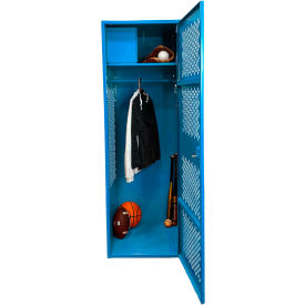1 Door Security Gear Locker with Top Compartment, 24"W x 18"D x 72"H, Light Blue view 2