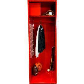 Open Gear Locker with Top Compartment, 24"W x 18"D x 72"H, Red view 2