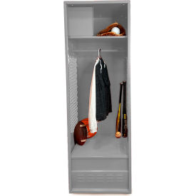 Open Gear Locker with Top Compartment & Foot Locker, 24"W x 18"D x 72"H, Gray view 2