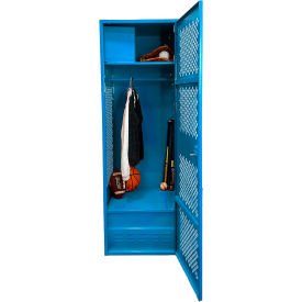 1 Door Security Gear Locker w/ Top Compt. & Foot Locker, 24"Wx24"Dx72"H, Lt. Blue view 2