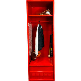 Open Gear Locker with Foot Locker, 24"W x 24"D x 72"H, Red view 2