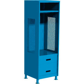 Open Gear Locker with 2 Drawers & Legs, 24"W x 18"D x 76"H, Light Blue view 2