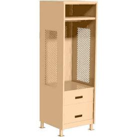 Open Gear Locker with 2 Drawers & Legs, 24"W x 18"D x 76"H, Putty view 2