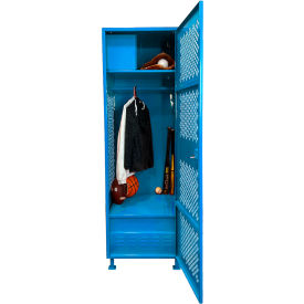 1 Door Security Gear Locker w/Top Compt, Foot Locker & Legs, 24"Wx18"Dx76"H, Lt Blue view 2