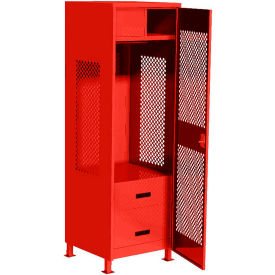 1 Door Security Gear Locker w/ 2 Drawers, Top Compt. & Legs, 24"Wx24"Dx76"H, Red view 2