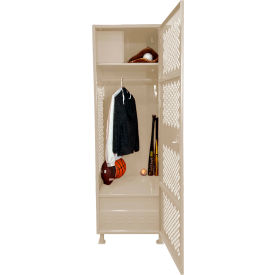 1 Door Security Gear Locker w/ Top Compt, Foot Locker & Legs, 24"Wx24"Dx76"H, Putty view 2