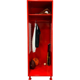 Open Gear Locker with Legs, 24"W x 24"D x 76"H, Red view 2