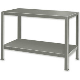 Global Industrial B184631 Global Industrial™ Stationary Machine Table W/ 2 Shelves, 60"W x 34"D, Gray image.