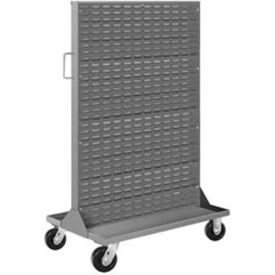 Global Industrial B599911 Global Industrial™ Portable Bin & Shelf Cart W/ 2 Louvered Panels, 36"L x 24"W x 61"H, Black image.