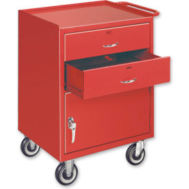 Global Industrial B184407 Global Industrial™ Mobile Drawer Bench W/ Cabinet & 2 Drawers, 24"W x 20"D, Blue image.