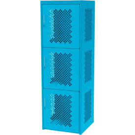 Global Industrial™ 3-Tier 3 Door Heavy Duty Vented Locker 24"W x 24"D x 74"H Blue All-Welded