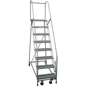 P.W. Platforms 8-Step Rolling Ladder With Easy Angle, Serrated, 30 P.W. Platforms 8-Step Rolling Ladder With Easy Angle, Serrated, 30