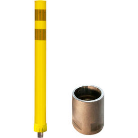 Pexco Llc 8CP36YEL900 City Post® 36" Channelizer Post, Yellow w/ 3" Yellow Reflective Tape, 8CP36YEL900 image.
