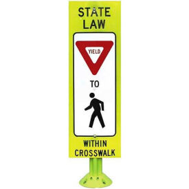 Pexco Llc 8FG342FLGEFX626 Pexco® FG342 State Law Yield to Pedestrian Sign, 12" x 36", Fluorescent Yellow Green image.