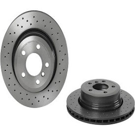 Premium UV Coated Rear Xtra Cross Drilled Brake Rotor, Brembo 09.9573.1X Premium UV Coated Rear Xtra Cross Drilled Brake Rotor, Brembo 09.9573.1X