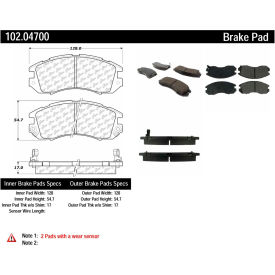 C-Tek Semi-Metallic Brake Pads with Shims, C-Tek 102.04700 C-Tek Semi-Metallic Brake Pads with Shims, C-Tek 102.04700