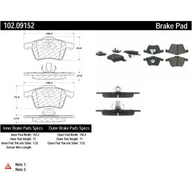 C-Tek Semi-Metallic Brake Pads with Shims, C-Tek 102.09152 C-Tek Semi-Metallic Brake Pads with Shims, C-Tek 102.09152
