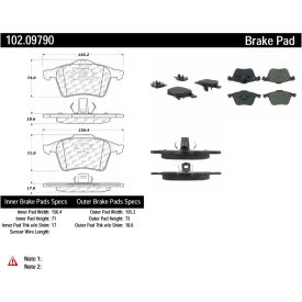 C-Tek Semi-Metallic Brake Pads with Shims, C-Tek 102.09790 C-Tek Semi-Metallic Brake Pads with Shims, C-Tek 102.09790