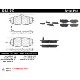 C-Tek Semi-Metallic Brake Pads with Shims, C-Tek 102.11240