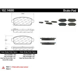 C-Tek Semi-Metallic Brake Pads with Shims, C-Tek 102.14680