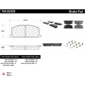Posi Quiet Semi-Metallic Brake Pads with Hardware , Posi Quiet 104.02420